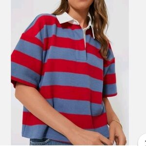 Tuckernuck Blue & Red Striped Rugby Polo – NWT | Size Medium